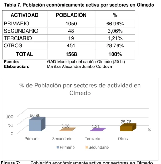 Tabla 7. Población económicamente activa por sectores en Olmedo 
