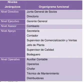 Tabla 4: Organigrama funcional