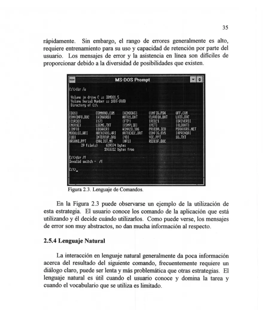 Figura 2.3. Lenguaje de Comandos. 