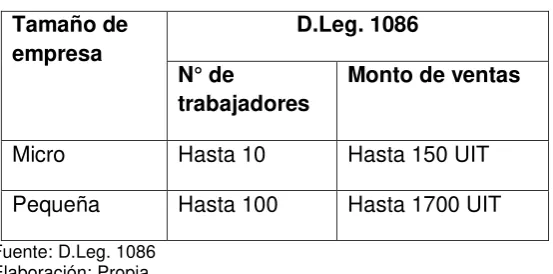 CUADRO N°01: CARACTERÍSTICAS DE LA MYPE 