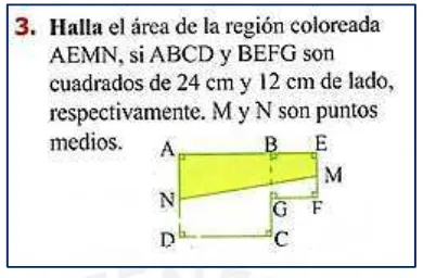 Figura 27. Medida del área del trapecio rectángulo anaranjado Fuente: Matemática 2 Secundaria (Perú, 2012, p.150) 