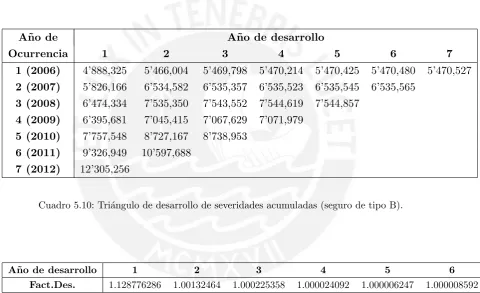 Cuadro 5.9: Tri´angulo de desarrollo (seguro de tipo B).