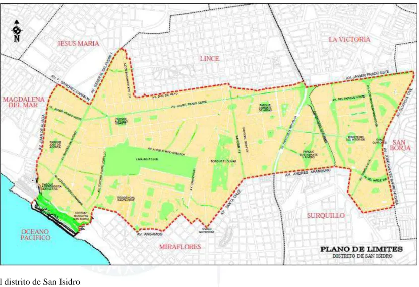 Figura 1. Mapa del distrito de San Isidro 