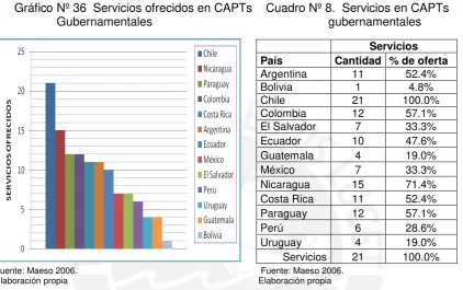 Cuadro Nº 8.  Servicios en CAPTs gubernamentales 