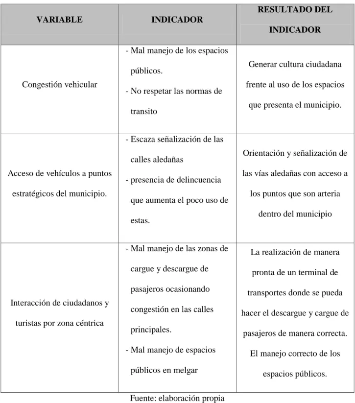 Tabla 6. Variables e indicadores 
