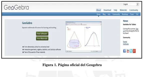 Figura 2. Vista Algebraica y Gráfica Figura 1. Página oficial del Geogebra 