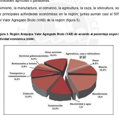 Figura 5. Región Arequipa: Valor Agregado Bruto (VAB) de acuerdo al porcentaje según la 