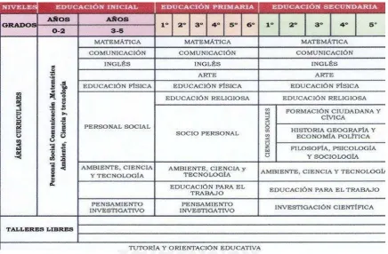 Figura 8. Plan de estudios del DCR de Arequipa  