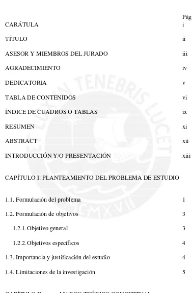 TABLA DE CONTENIDOS 