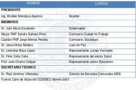 Cuadro N° 9 Comité Distrital de Seguridad Ciudadana 2007 