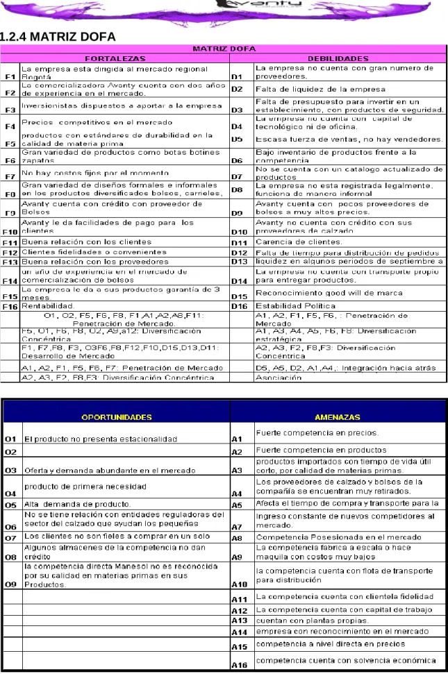 TABLA 4: MATRIZ DOFA. Fuente: La autora 