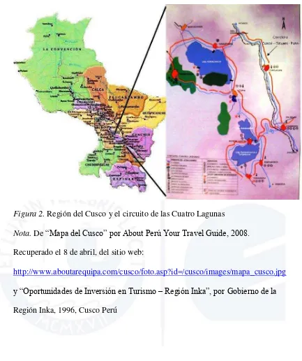 Figura 2. Región del Cusco y el circuito de las Cuatro Lagunas 