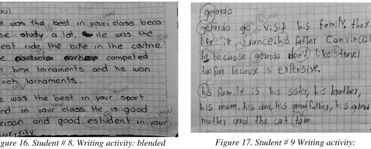 Figure 16. Student # 8. Writing activity: blended  text. First draft. 