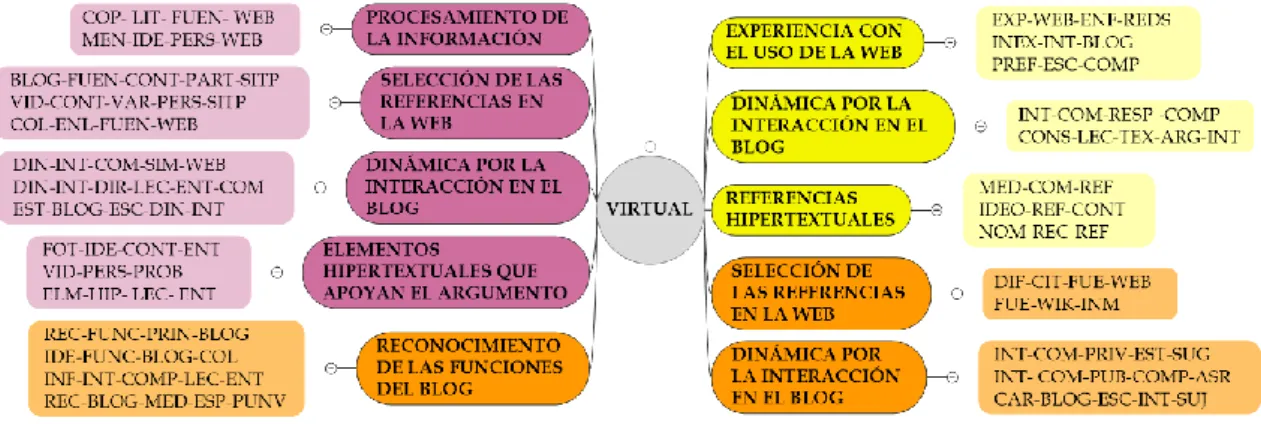 Figura 4. Relación de las categorías en el énfasis virtual. 
