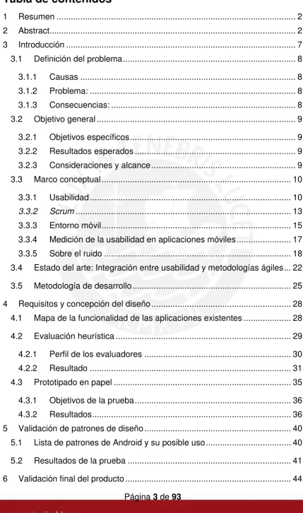 Tabla de contenidos 