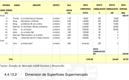 Tabla 30:  Efecto de la Canibalización en el Proyecto para un Supermercado. 