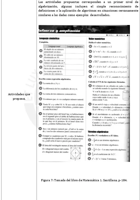 Figura 7: Tomada del libro de Matemática 1. Santillana, p-184. 