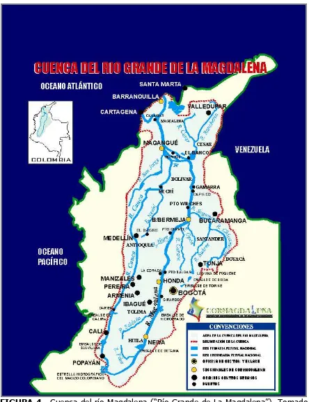 FIGURA 4 .  Cuenca del río Magdalena (“Río Grande de La Magdalena”). Tomado     de CORMAGDALENA, 2000