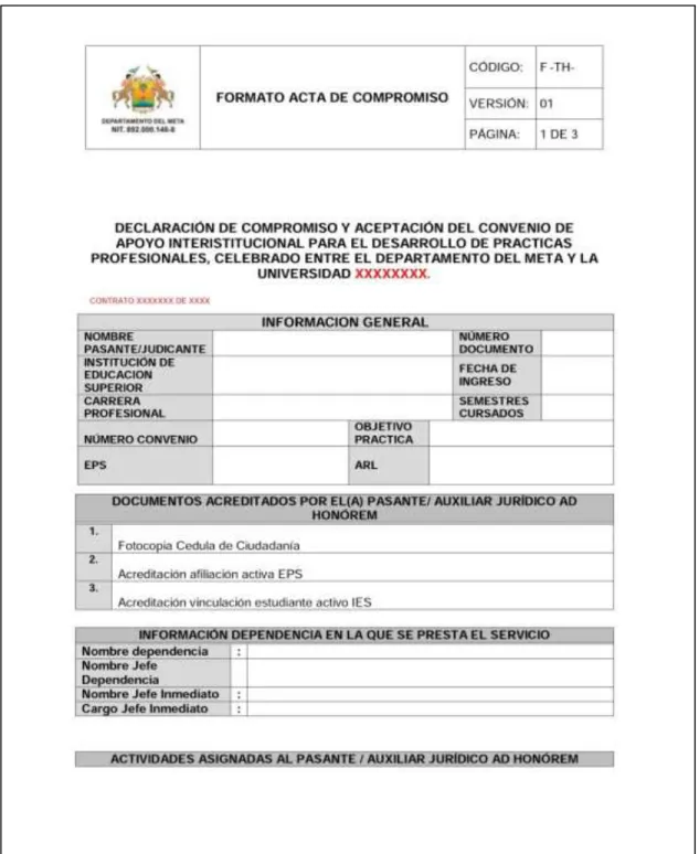 Ilustración 6. Formato acta de compromiso 