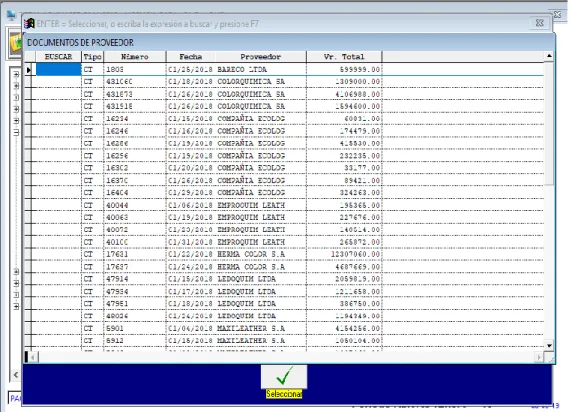 Figura 4. Software Contable y Administrativo, módulo de proveedores  (Fuente: Programa  contable DHS TOTAL de la empresa Rexxa Gruop S.A.S., 2018) 