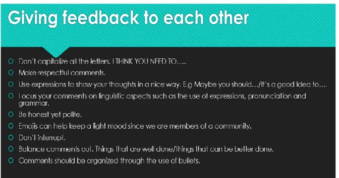 Figure 5: Guidelines to give feedback online 