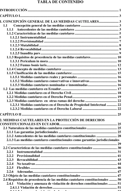 TABLA DE CONTENIDO 