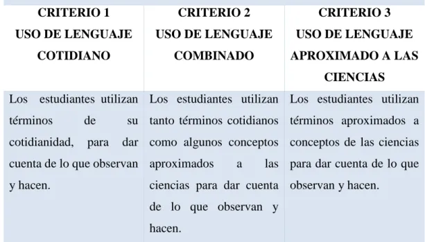 Tabla 1.  Categoría de análisis 