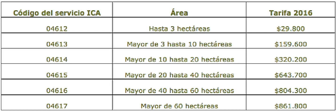 Tabla 6 Consideraciones del pago ICA 