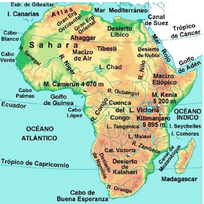 Figura 1. Geografía de África. 