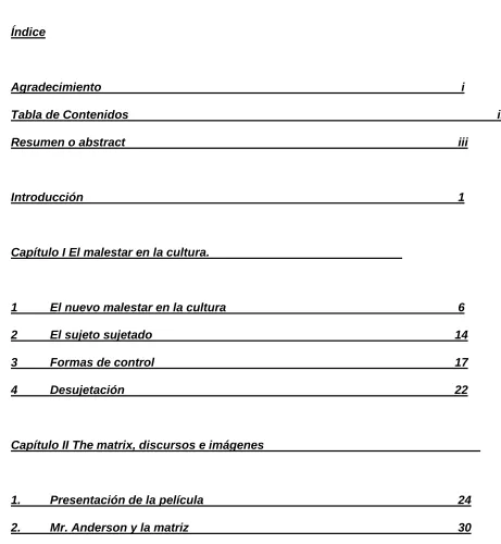 Tabla de Contenidos  