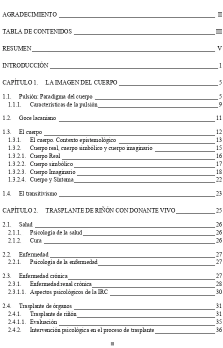 Tabla de contenidos 