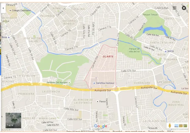Figura 4. Mapa Geográfico del barrio Olarte Recuperado de https://goo.gl/cboFlr 