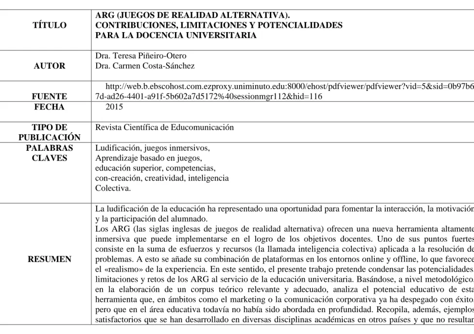 Tabla 2. RAE  Ebsco
