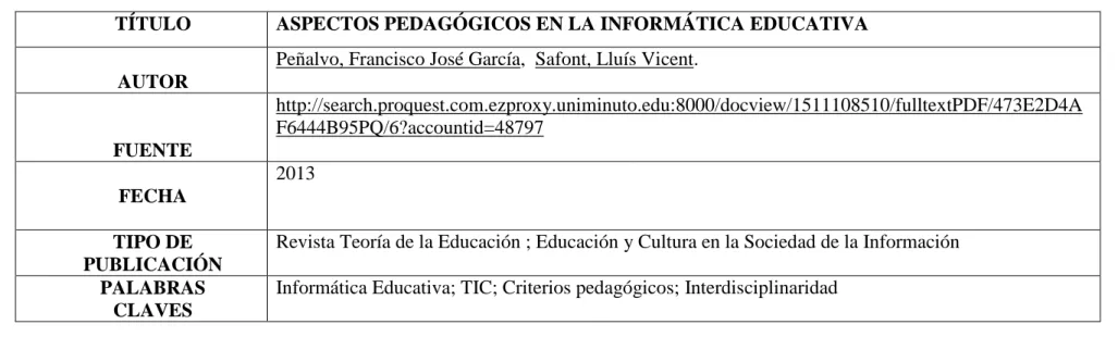 Tabla 3. RAE Proquest 
