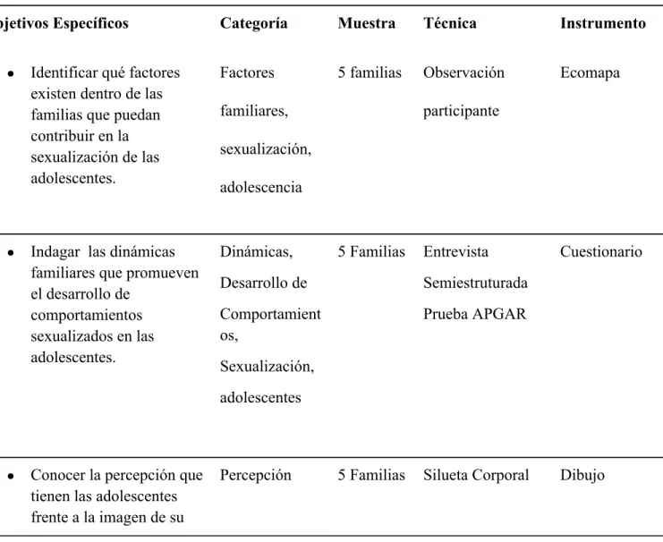 Tabla 1. Matriz metodológica  