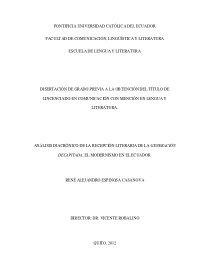 Análisis Diacrónico De La Recepción Literaria De La Generación ...