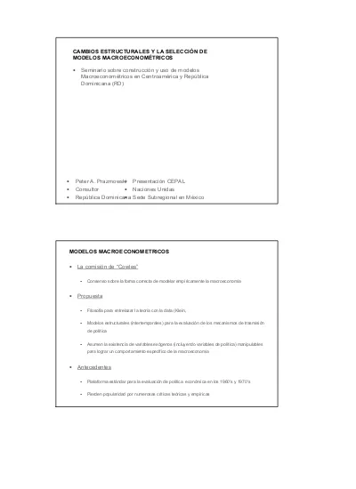 Seminario Sobre Construcción Y Uso De Modelos Macroeconométricos En ...