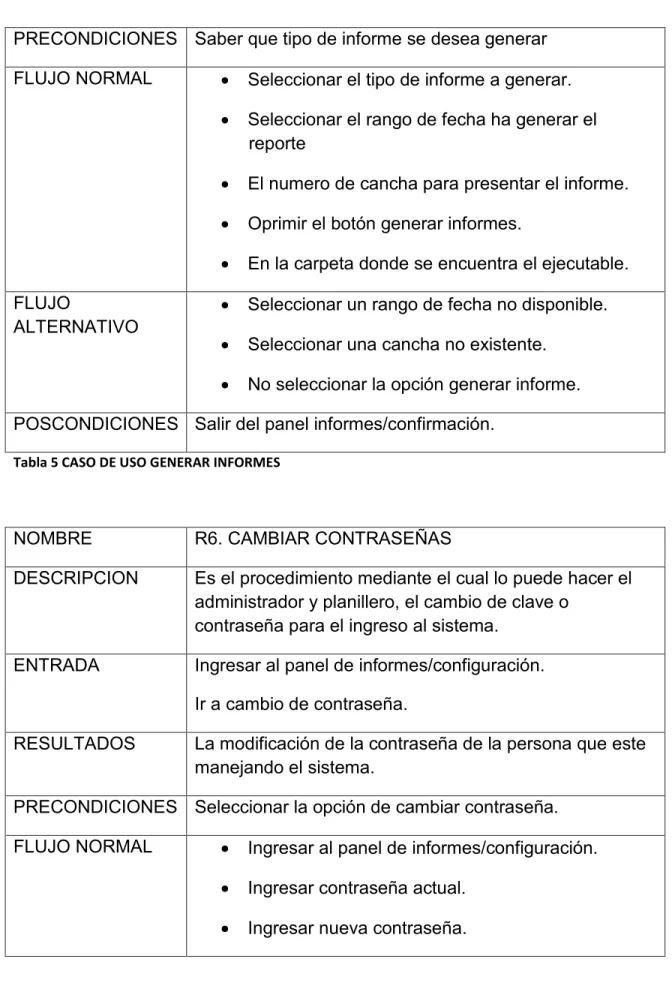 Tabla 5 CASO DE USO GENERAR INFORMES 