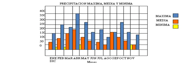 Tabla 6: Precipitación máxima, media y mínima  