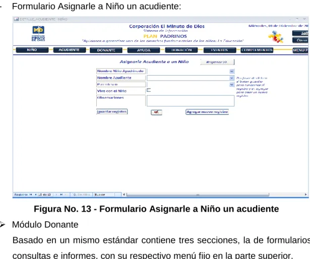 Figura No. 13 - Formulario Asignarle a Niño un acudiente 