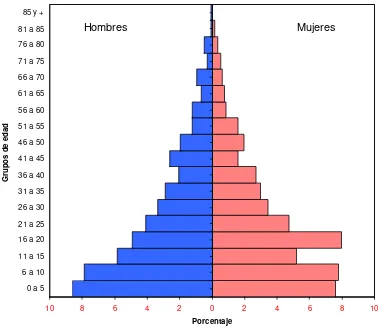 Figura 3.  Distribución de la población estudiada por edad y sexo 