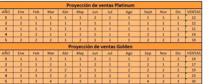 Tabla 5. Proyección de Ventas 