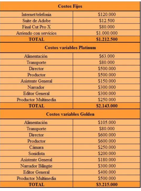 Tabla 11. Costos de Producción 