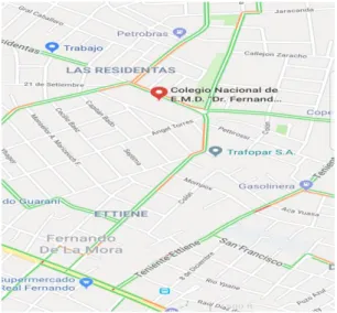 Ilustración 4: mapa Google Col. Nac. Fernando de  la Mora 