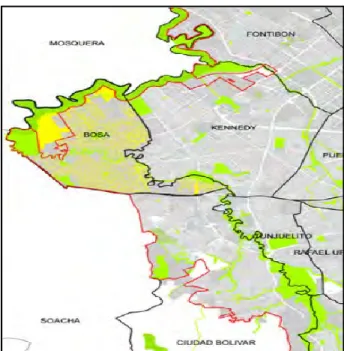 Figura No. 1. Límites de la localidad de bosa, (Secretaria Distrital de Planeación, 2009.pag