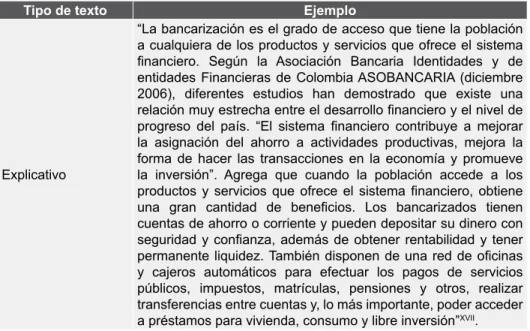 Tabla 5. Ejemplo texto explicativo