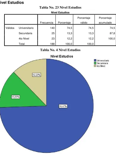 Tabla No. 23 Nivel Estudios 