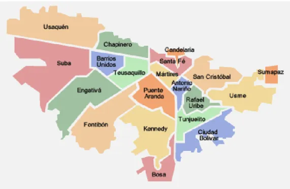 Figura 1 Mapa localidades  de Bogotá. (2015). Recuperado  de https :// 