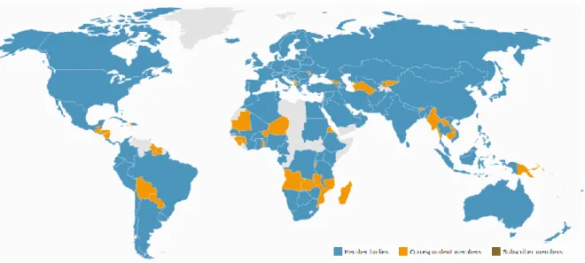 Figura 1 Países miembros de ISO. Mapa tomado de www.iso.org/members.html 