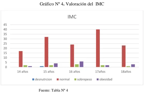 Gráfico Nº 4. Valoración del  IMC 